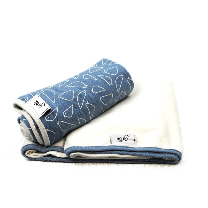 Birds Attraction Dusty Blue Double Stretch Swaddling Wraps